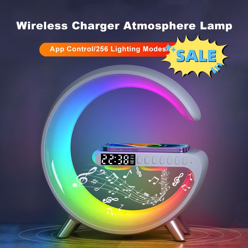 c01609fe-9972-448d-800a-02094c314598.jpg Wireless Charger Atmosphere Lamp. Bluetooth Speaker. 2023 New Intelligent LED Table Lamp.